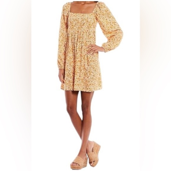 Copper Key Gold Long Sleeve Sundress - Picture 1 of 8